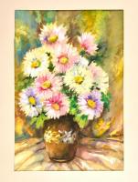 Ádám jelzéssel: Virágcsendélet. Akvarell, papír, 48×34 cm