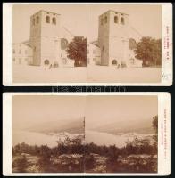 cca 1900 Trieste és Abbazia, Istriai tengerpart, Dumo di S. Piusto, 2 db keményhátú sztereófotó, Alois Beer műterméből, 18.5 x 9 cm