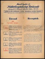 1939 Meinl Gyula Rt. háztartási tanácsadója, étrend/receptek, szakadt, foltos, 4 p.