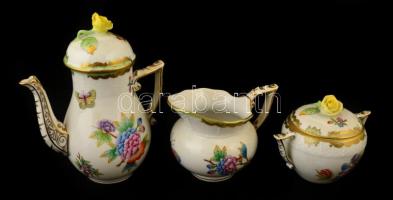 Herendi Viktória porcelán mokkás készlet. Kézzel festett, jelzett, hibátlan