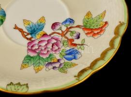Herendi Viktória porcelán teás csészék aljjal. 2 db Kézzel festett, jelzett, hibátlan