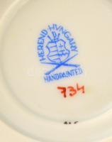 Herendi Viktória porcelán teás csészék aljjal. 2 db Kézzel festett, jelzett, hibátlan