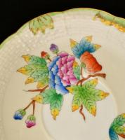 Herendi Viktória porcelán teás csészék aljjal. 2 db Kézzel festett, jelzett, hibátlan