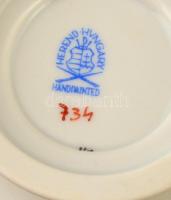 Herendi Viktória porcelán teás csészék aljjal. 2 db Kézzel festett, jelzett, hibátlan