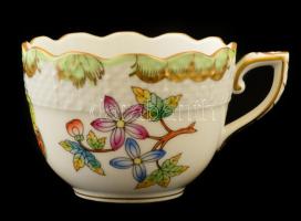 Herendi Viktória mokkás csésze aljjal Kézzel festett, jelzett, hibátlan