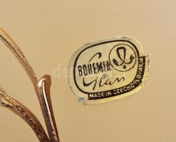 Cseh, festett, aranyozott kristály váza, eredeti dobozában m: 20 cm