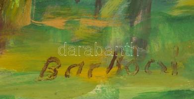 Barkóczi Gyula (1912-2016): Zsennyei park. Olaj, farost, jelzett, üvegezett keretben, 40×50 cm