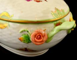 Herendi VIktória mintás bonbonniere. Kézzel festett, jelzett, hibátlan. 18 cm m: 11 cm