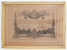 1885 Kiskunfélegyháza, elbocsátó levél honvéd orvos részére, üvegezett keretben,  jó állapotban, 26 ...