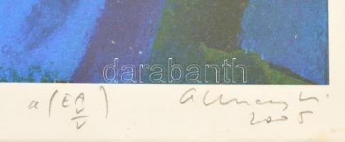 Aknay János (1949-): Őrangyal. Computer print (EA 5/5), papír, jelzett, üvegezett keretben, 21×14,5 ...