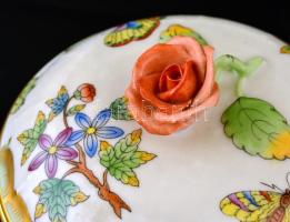 Herendi Viktória mintás bonbonniere. Kézzel festett, jelzett, hibátlan.d:12,  m 11 cm
