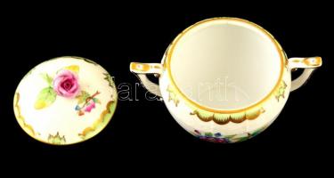 Herendi Viktória mintás bonbonniere. Kézzel festett, jelzett, hibátlan.d:10,  m 11 cm