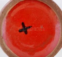 Iparművész retró mázas kerámia váza. Jelzett, hibátlan, 33 cm