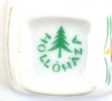 Hollóházi Keripar kupicás poharak ( 4db), matricás, jelzett, díszdobozban, m:4 cm (4×)