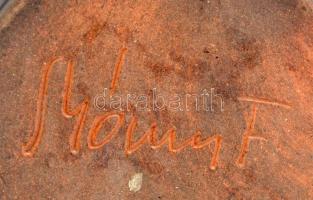 Mómy F. jelzéssel: Mázas kerámia figura. 20 cm. Jelzett, hibátlan