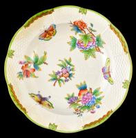 Herendi Viktória mintás mélytányér ( 6 db), kézzel festett, jelzett, kopásnyomokkal, d:24,5 cm