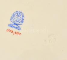 Herendi Viktória mintás mélytányér ( 6 db), kézzel festett, jelzett, kopásnyomokkal, d:24,5 cm