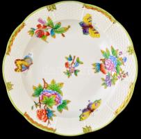 Herendi Viktória mintás mélytányér ( 8 db), kézzel festett, jelzett, kopásnyomokkal, d:24,5 cm