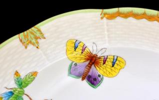 Herendi Viktória mintás mélytányér ( 8 db), kézzel festett, jelzett, kopásnyomokkal, d:24,5 cm