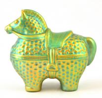 Zsolnay lovacska, eozin mázas, jelzett (tervező Nádor Judit), hibátlan, m:13 cm, h:14 cm