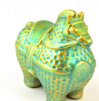 Zsolnay lovacska, eozin mázas, jelzett (tervező Nádor Judit), hibátlan, m:13 cm, h:14 cm