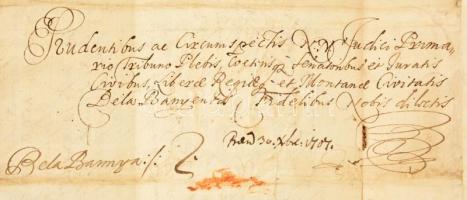 1707. Bélabánya városához Kassán írt levél II. Rákóczi Ferenc aláírásával és pecsétjével. Az ország ...