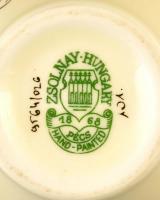 Zsolnay porcelán virágmintás váza, kézzel festett, jelzett, hibátlan, m: 13,5 cm