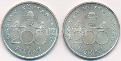 1993. 200Ft Ag "MNB" (2x) T:1-,2 kis patina
Adamo F13
