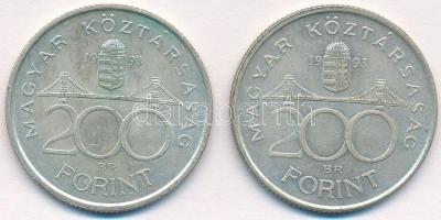 1993. 200Ft Ag "MNB" (2x) T:1-,2 
Adamo F13