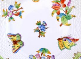 Herendi Viktória mintás antik süteményes tányérok ( 10 db), kézzel festett, jelzett (jubileumi 150),...