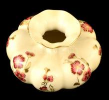Zsolnay porcelán virágmintás váza, kézzel festett, jelzett, hibátlan, d: 11 cm, m: 8 cm