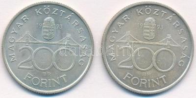 1993. 200Ft Ag "MNB" (2x) T:1-,2 
Adamo F13