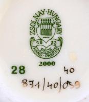 Zsolnay porcelán búzavirág mintás váza, kézzel festett, jelzett, hibátlan, d: 16 cm