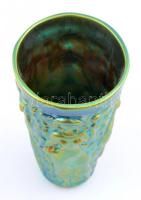 Zsolnay eozin mázas váza, jelzett, hibátlan, m: 16 cm