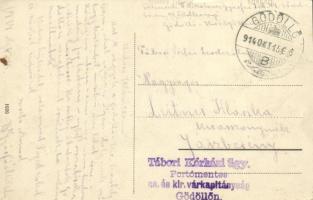 1914 Gödöllő, Királyi kastély + "Tábori Kórházi ügy. Portómentes cs. és kir. várkapitányság Göd...