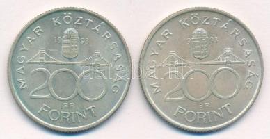 1993. 200Ft Ag "MNB" (2x) T:1-,2 
Adamo F13