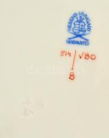 Herendi Viktória mintás süteményes tálka (5 db), kézzel festett, jelzett, kopásnyomokkal, egy pótólt...