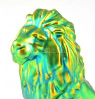 Zsolnay eozin mázas oroszlán, jelzett, hibátlan, m: 13 cm