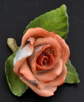 Herendi porcelán rózsa, kézzel festett, jelzett, apró lepattanással, 8×6 cm