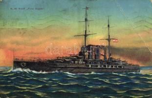 SMS Prinz Eugen az Osztrák-Magyar Haditengerészet Tegetthoff-osztályú csatahajója / K.u.K. Kriegsmarine / WWI Austro-Hungarian Navy SMS Prinz Eugen dreadnought battleship. G. C. Pola 1913-14. (EB)