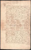 1734 Zsarnót, levél Csergeő Imre és Csergeő Mihály öröksége ügyében, jószágokkal kapcsolatban, aláírásokkal, kissé sérült viaszpecsétekkel, 33 x 20,5 cm