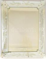 Velencei stílusú fali tükör, csiszolt mintákkal, ragasztott, 82×63 cm