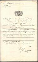 1901 Hadapródi kinevezés és szolgálaton kívül helyezési igazolás