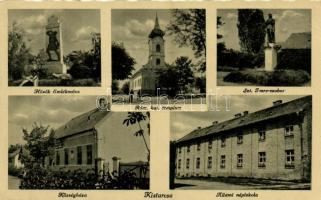 1944 Kistarcsa, Hősök emlékműve, Római katolikus templom, Szent Imre szobor, Községháza, Állami népiskola (ázott / wet damage)