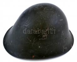 Katonai fém rohamsisak, belül bőr betéttel, karcos, belső rész: 20×17 cm