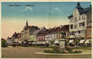 1932 Szatmárnémeti, Szatmár, Satu Mare; utcakép, üzletek, automobil, autóbusz / street view, shops, automobile, autobus (fa)