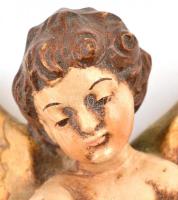 2 db festett falra akasztható angyalka, őrlemény, kopott, m:13 cm (2×)