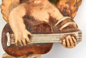 2 db festett falra akasztható angyalka, őrlemény, kopott, m:13 cm (2×)