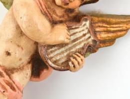 2 db festett falra akasztható angyalka, őrlemény, kopott, m:13 cm (2×)