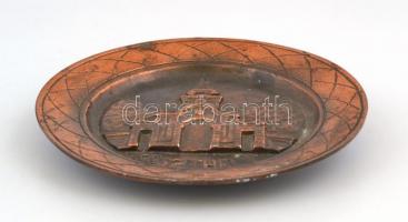 Keszthely, vörösréz fali dísztányér, d: 19 cm